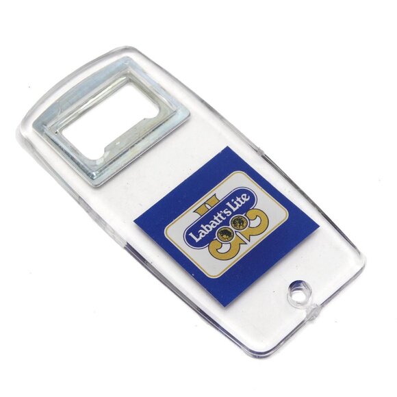 Vintage Labatt's Light Beer Bottle Opener Blue Clear Plastic Summer Drinks Party - Picture 5 of 5